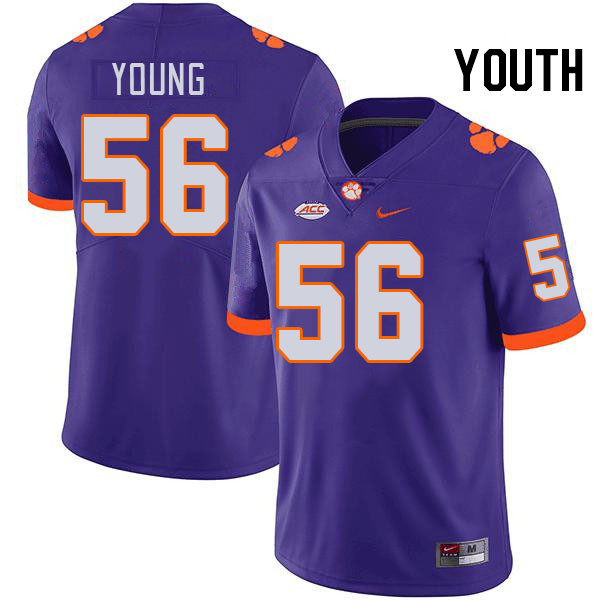 Youth #56 Watson Young Clemson Tigers College Football Jerseys Stitched-Purple